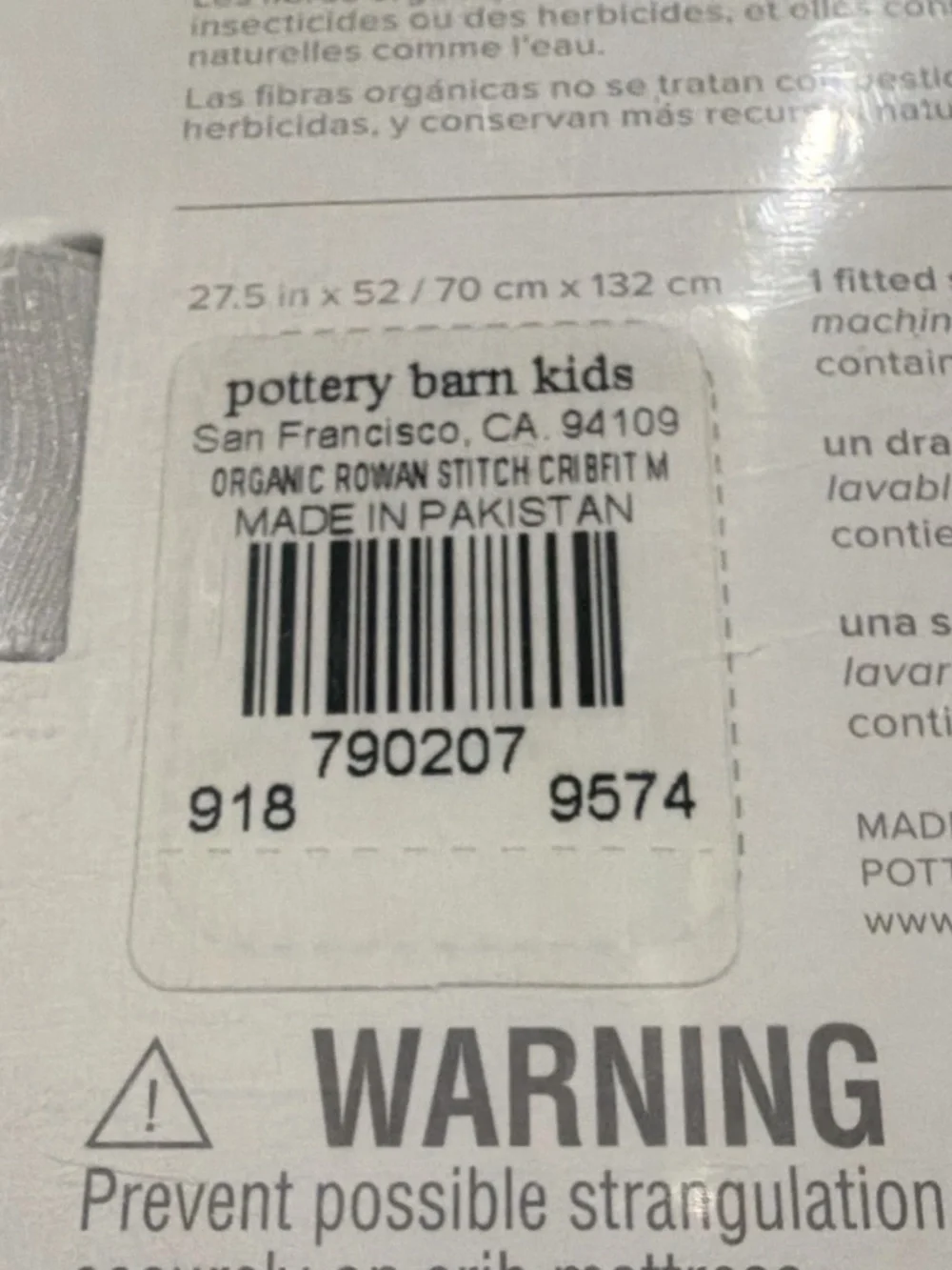 *NWT* Pottery Barn Baby Rowan Stitch Organic Cotton Crib Fitted Sheet Star Print